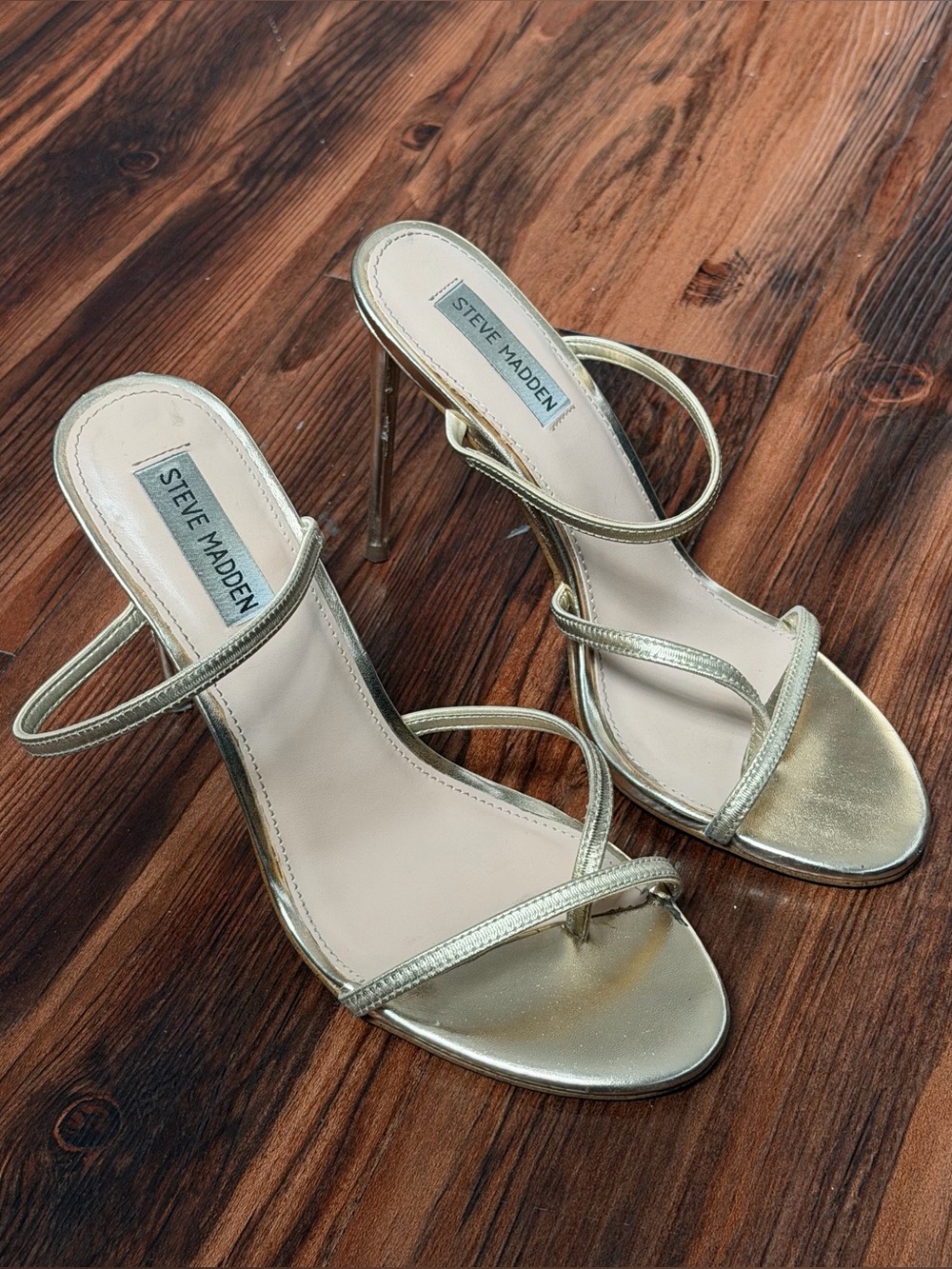 steve madden gold strappy stiletto heels